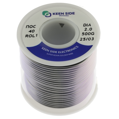 Припой Sn40/Pb60-d2.0-500g flux ROL1 ПОС 40