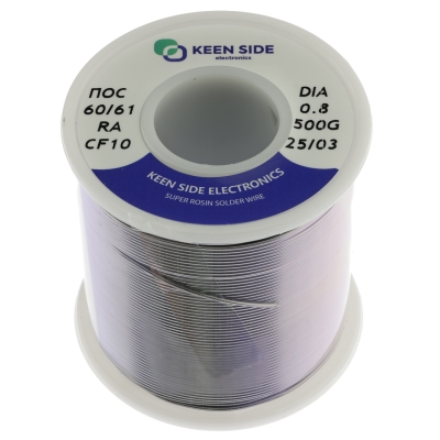 Припой Sn60/Pb40-d0.8-500g flux RA KS10 ПОС 60/61