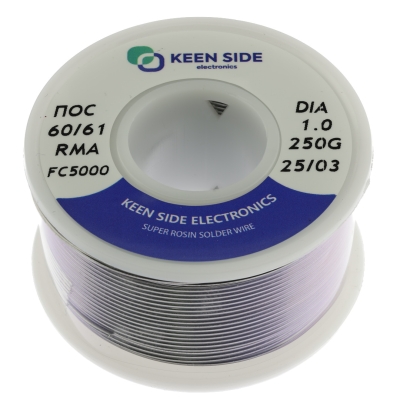 Припой Sn60/Pb40-d1.0-250g flux RMA KS5000 ПОС 60/61