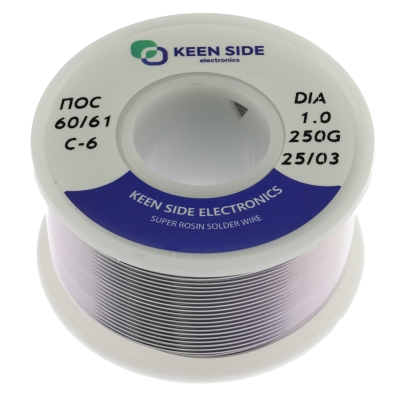 Припой Sn60/Pb40-d1.0-250g flux RMA KS-6 ПОС 60/61