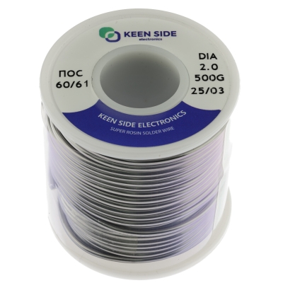 Припой Sn60/Pb40-d2.0-500g flux ПОС 60/61