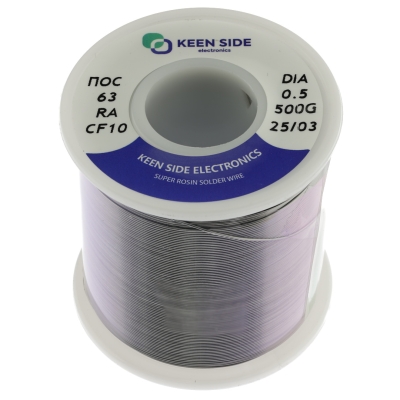 Припой Sn63/Pb37-d0.5-500g flux RA KS10 ПОС 63