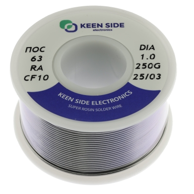 Припой Sn63/Pb37-d1.0-250g flux RA KS10 ПОС 63