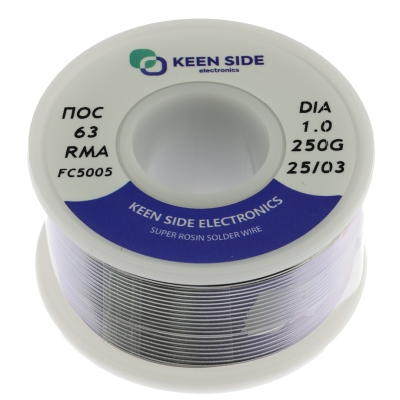 Припой Sn63/Pb37-d1.0-250g flux RMA KS5005 ПОС 63