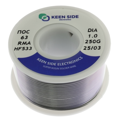 Припой Sn63/Pb37-d1.0-250g flux RMA KS533 ПОС 63