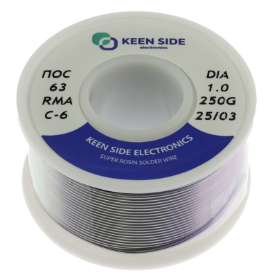 Припой Sn63/Pb37-d1.0-250g flux RMA KS-6 ПОС 63