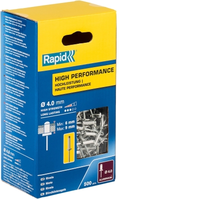 RAPID R:High-performance-rivet, 4.0 х 12 мм, 500 шт, алюминиевая высокопроизводительная заклепка (5001434)