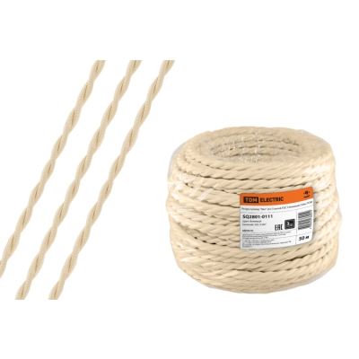 Ретро провод "Эко" 2х1,5 витой ГОСТ бежевый (50м) SQ2801-0111