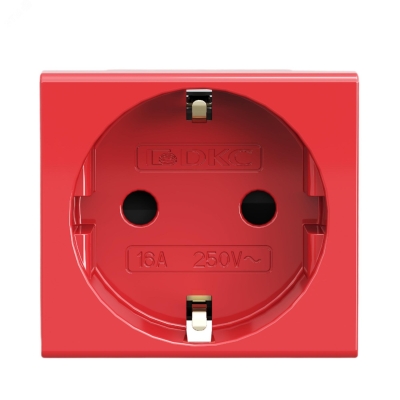 Розетка 1-м 2мод. Viva 16А IP20 2P+E с заземл. защ. шторки красн. 45015