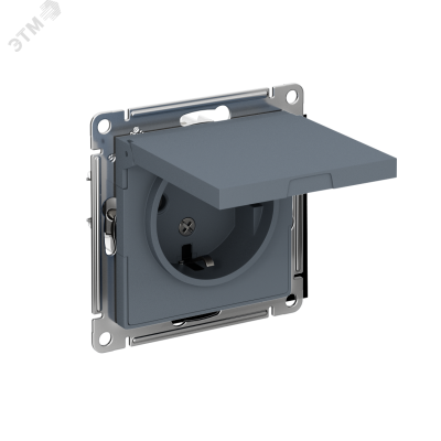 Розетка 1-м СП AtlasDesign 16А IP20 с заземл. защ. шторки с крышкой механизм грифель SE ATN000746