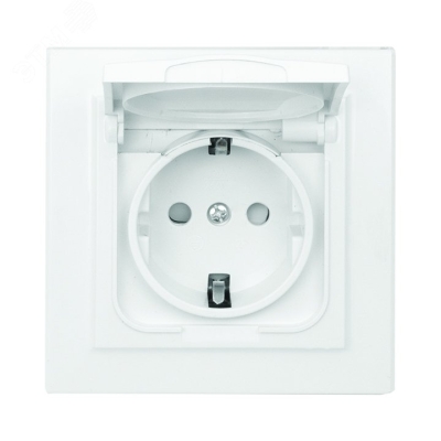 Розетка 1-м СП Минск 16А IP44 с заземл. защ. шторки с крышкой бел. ERR16-029-100-44
