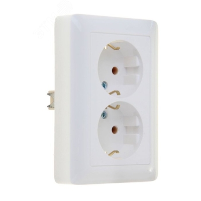 Розетка 2-м СП Хит 16А 250В с заземл. без защ. шторок бел. SE RS16-236-B