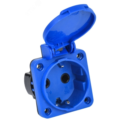 Розетка панельная MAGNUM 2P+PE 16А IP44 РП11-3 с защ. крышкой с заземл. син. PSN71-016-3-2-44-K07