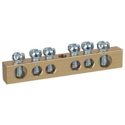 Шина NO-122-13 PEN "земля-ноль" 6х9мм 6/1 с креплениями по центру латунь Б0047227