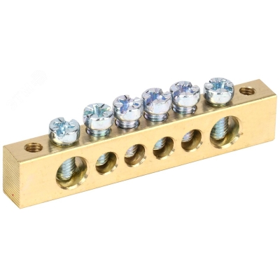 Шина PEN "земля-ноль" 8х12мм 6/2 (6групп/крепеж по краям) YNN21-06-100