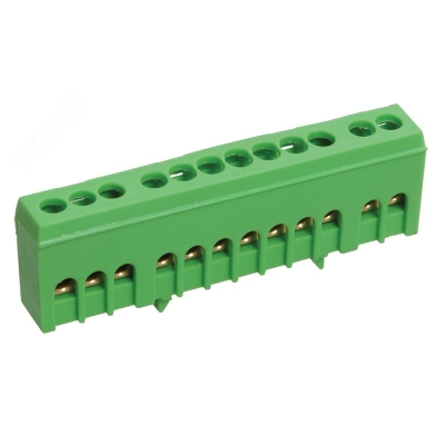 Шина PE "земля" в корп. изол. на DIN-рейку ШНИ-6х9-12-К-З YNN10-69-12KD-K06