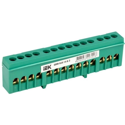 Шина PE "земля" в корп. изоляции на DIN-рейку ШНИ-6х9-14-К-З YNN10-69-14KD-K06