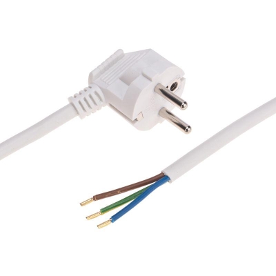 Шнур электрический с угловой вилкой 16А 3500Вт ПВС 3х1.5кв.мм 3м бел. 11-1325