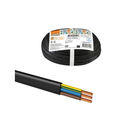 Шнур ШВВПмб 3х0,5 (10м), черный Народный SQ0120-0157