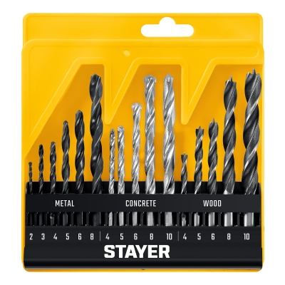 STAYER Combi 16 предметов, набор комбинированных сверл (29720-H16)