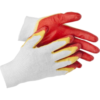 STAYER EXPERT-2, S-M, х/б перчатки с двойным латексным обливом, повышенная износостойкость (11409-S)