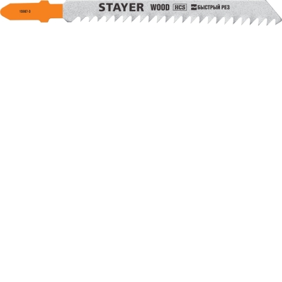 STAYER T111C, T-хвост., HCS сталь, по пластику/дереву/ДСП, шаг зуба 3 мм (8TPI), раб. длина 75 мм, 2 шт, полотна для лобзика, Professional (15987-3)