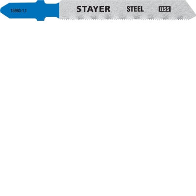 STAYER T118G, 2 шт, 50 мм / 1.1 мм, T-хвост., HSS сталь, по металлу толщиной 0.5-1.5 мм, полотна для лобзика, Professional (15993-1.1)