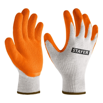 STAYER ULTRA, L-XL, х/б перчатки с рельефным латексным покрытием, противоскользящие (11403-XL)