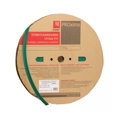 Термоусаживаемая трубка ТУТ нг 100/50 зелёная рулон PROxima tut-100-j