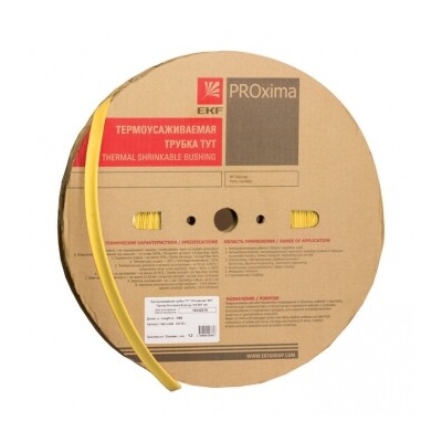 Термоусаживаемая трубка ТУТ нг 120/60 желтая рулон PROxima tut-120-y