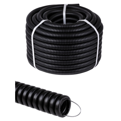 Труба гофрированная ПНД d 20 с зондом (25 м) легкая черная SQ0413-2502