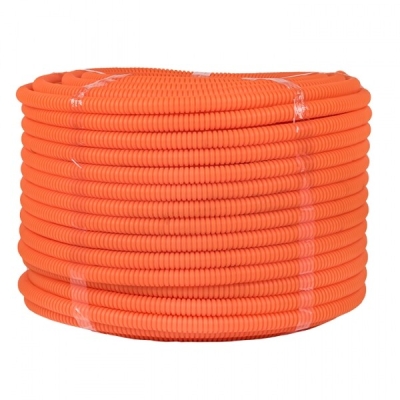 Труба гофр. ПНД с протяжкой d16 мм (100 м) оранжевая Plast tpnd-16-o
