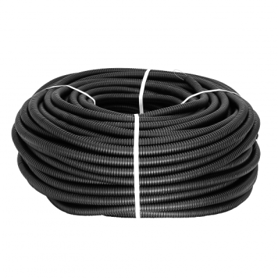 Труба гофр. ПНД с протяжкой d25 мм (25 м) черная Plast tpnd-25-25m