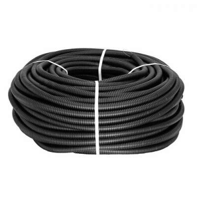 Труба гофр. ПНД тяжелая с протяжкой d25 мм (75 м) черная Plast tpnd-25-t