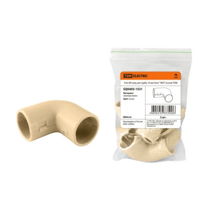 Угол 90 соед. для трубы 16 мм (5шт) "ЭКО" (сосна) SQ0405-1531