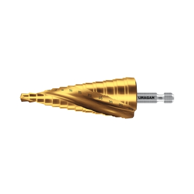 URAGAN 6-30мм, 13 ступеней, винтовая спираль, сверло ступенчатое (29658-6-30-13)