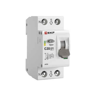 Устройство защиты от дугового пробоя (УЗДП) 1P+N C 20А 6кА с Автоматический выключатель PROxima afdd-2-20C-pro