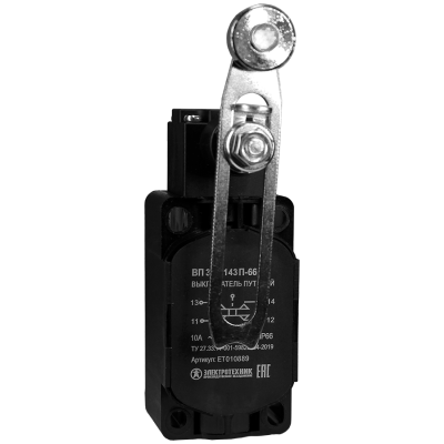 ВП 36-2143П-66 У2 (XCKS143H29),рычаг стальн.ролик,рег.по дл.,1з+1р,мгнов.,б/сальника,3А,IP66 (ЭТ)