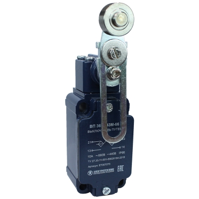 ВП 36-2543М-66 У2 (XCKJ50543H29),рычаг стальн.ролик,рег.по дл,1з+1р,полумг,30х60,б/сальн,3А,IP66 (ЭТ