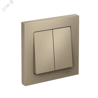 Выключатель 2-кл. СП AtlasDesign 10А IP20 (сх. 5) 10AX в сборе шампань SE ATN000552