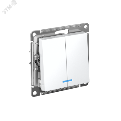 Выключатель 2-кл. СП AtlasDesign 10А IP20 (сх. 5а) 10AX с подсветкой механизм бел. SE ATN000153