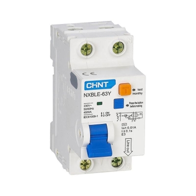 Выключатель автоматический дифференциального тока 1п+N C 20А 30мА электрон. тип AC 4.5кА NXBLE-63Y CHINT 105543