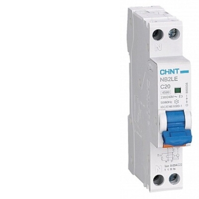 Выключатель автоматический дифференциального тока 1п+N C 25А 30мА 1мод. электрон. тип A 6кА NB2LE CHINT 689009