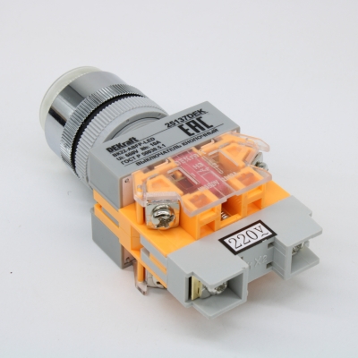 Выключатель кнопочный с фиксацией ABFP d22 мм белая LED 220В ВK-22 25137DEK
