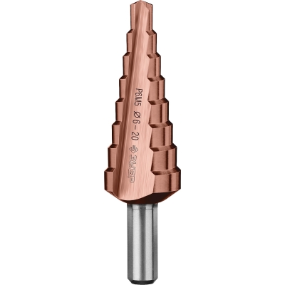 ЗУБР Кобальт, 6-20 мм, 8 ступеней, сталь Р6М5, кобальтовое покрытие, ступенчатое сверло, Профессионал (29672-6-20-8)