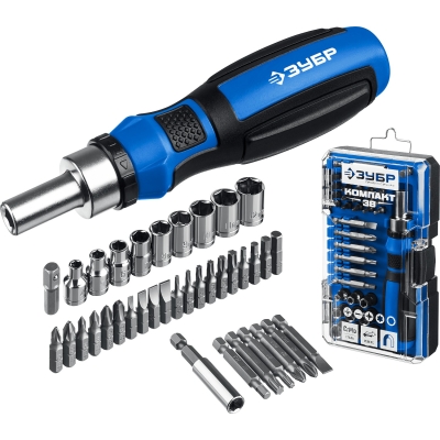 ЗУБР Компакт-38, 38 предм., реверсивная отвертка с насадками, Профессионал (25165-H38)