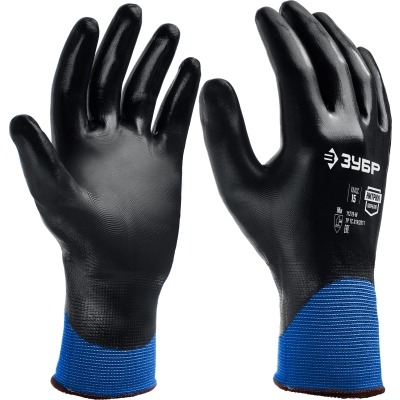 ЗУБР МЕХАНИК+, XL (10), перчатки с полным нитриловым обливом, маслобензостойкие, 15 класс, Профессионал (11279-XL)