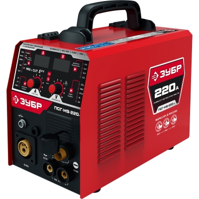 ЗУБР MIG & CUT 5-в-1, MIG / MAG, PLASMA CUT, FCAW, MMA, TIG, 220 А, полуавтомат сварочный, с газом / без газа, горелка ПСГ-220 (ПСГ-М9-220-Р)