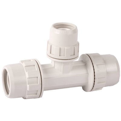 ЗУБР ШиреФит, штуцер с гайкой - внутренняя резьба - штуцер с гайкой, 20 мм - 16 мм - 20 мм, редукционный тройник (51506-20-16-20)